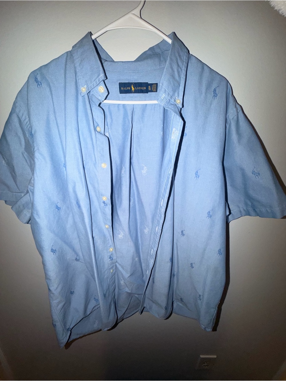 Ralph Lauren Sky Blue Short-Sleeve Button-Down with Pony Embroidery